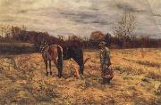 John W.Beatty Harvest Sence USA oil painting artist